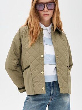 NWOT Barbour Women Anise Quilt Jacket Coat Dusky Green Like New US Size 10/UK 14